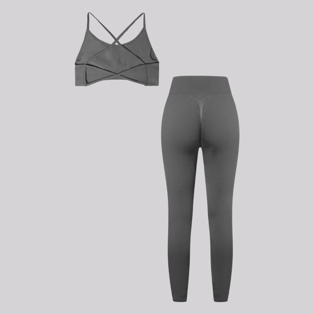 Conjunto deportivo cruzado de 2 piezas para mujer