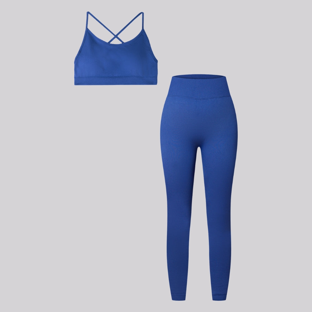 Conjunto deportivo cruzado de 2 piezas para mujer