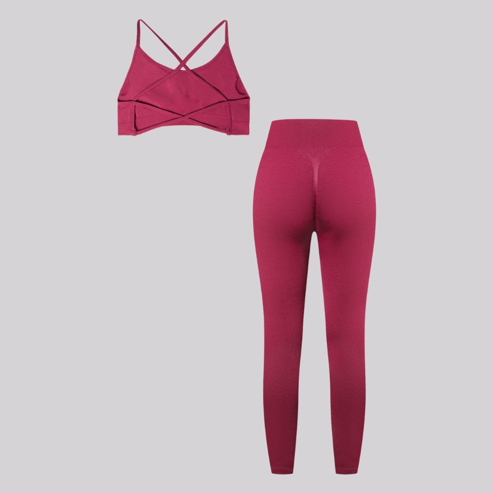 Conjunto deportivo cruzado de 2 piezas para mujer
