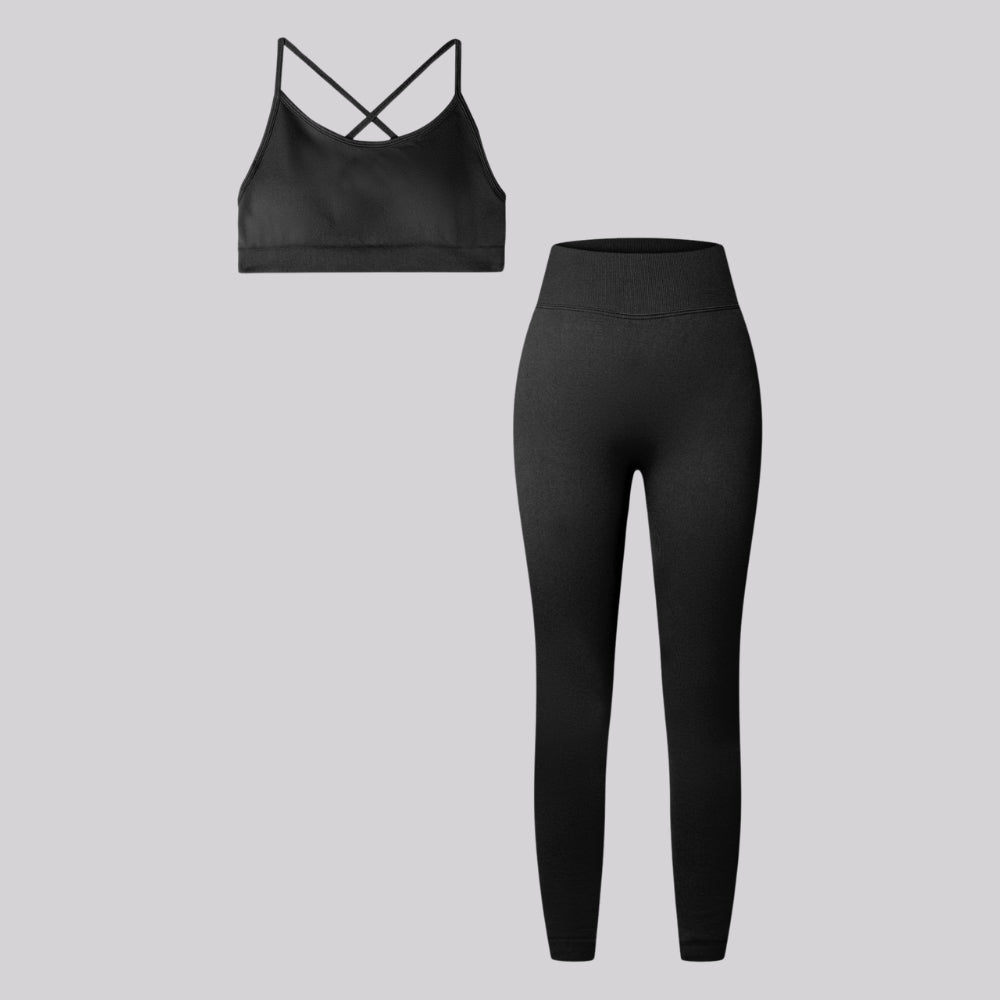 Conjunto deportivo cruzado de 2 piezas para mujer